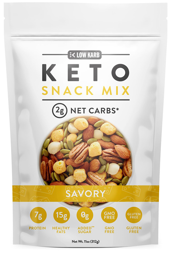 Commercial studio food packaging photography in Westchester, New York for keto savory snack mix